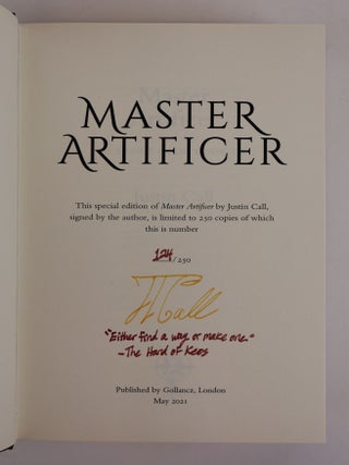 SILENT GODS SERIES [MASTER OF SORROWS] [with] [MASTER ARTIFICER] [Two volumes] [Signed]