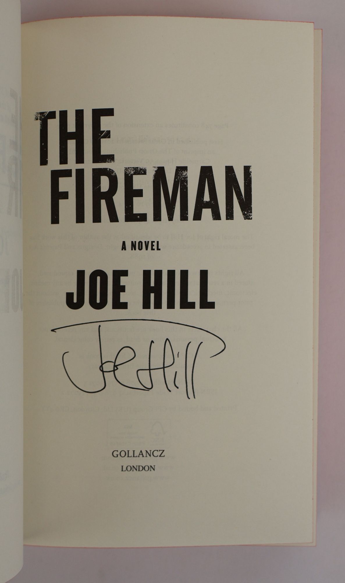 THE FIREMAN Signed | Joe Hill | First UK Edition, First Printing ...