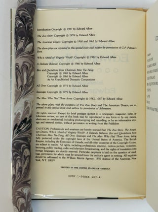 SELECTED PLAYS OF EDWARD ALBEE [Signed]