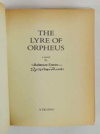 THE LYRE OF ORPHEUS [Signed]