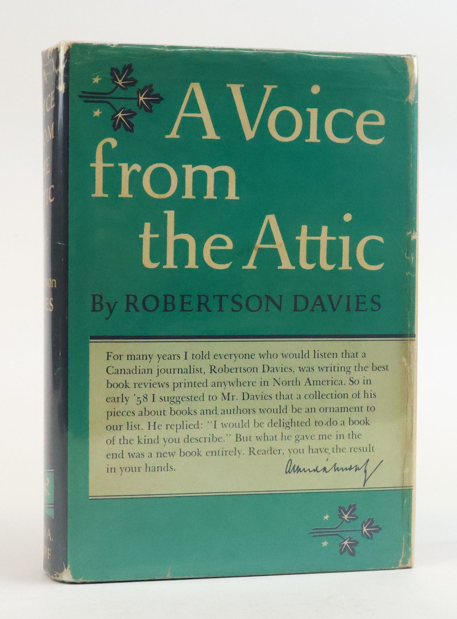 1388171 A VOICE FROM THE ATTIC [Signed]. Robertson Davies.