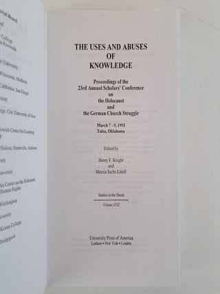 THE USES AND ABUSES OF KNOWLEDGE, VOLUME XVII