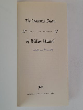 THE OUTERMOST DREAM: ESSAYS AND REVIEWS [Signed]