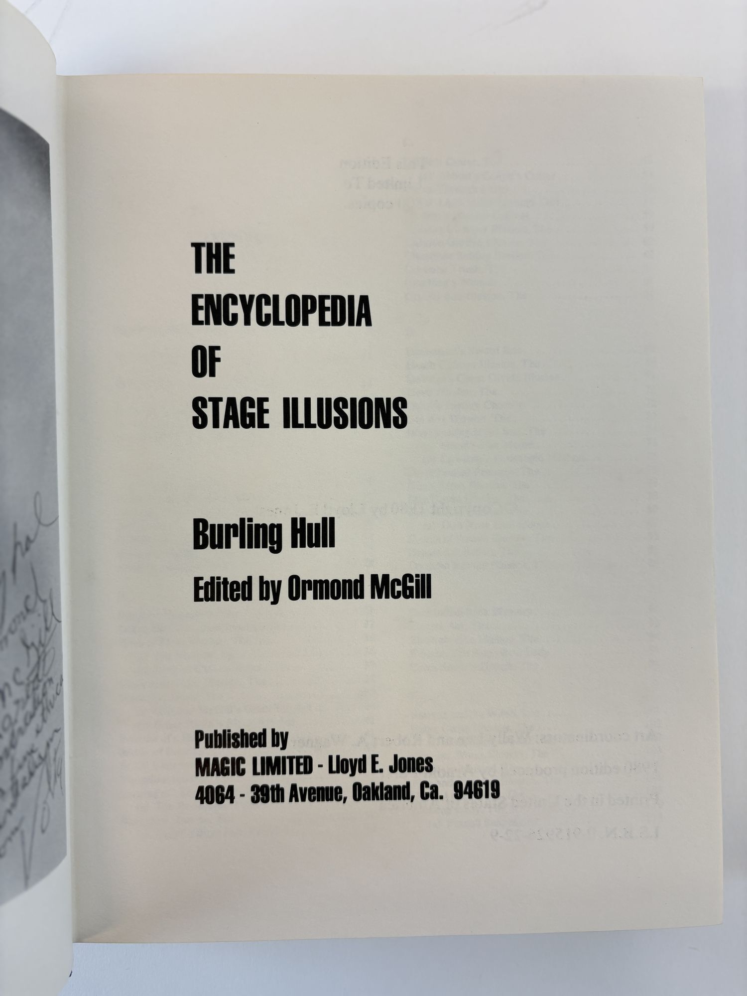THE ENCYCLOPEDIA OF STAGE ILLUSIONS | Burling Hull | First Edition 