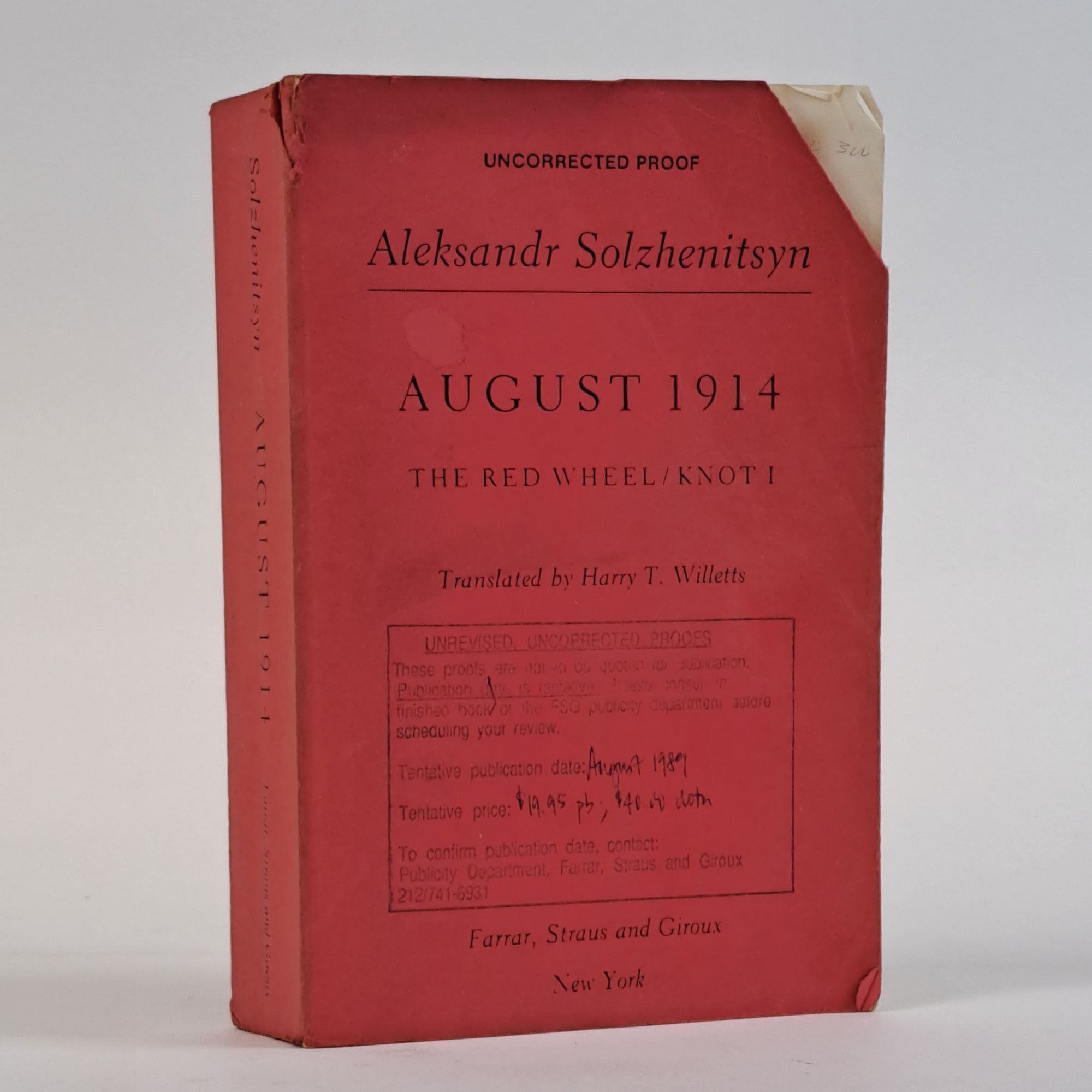 1393721 AUGUST 1914. Aleksandr Solzhenitsyn, Harry T. Willetts.