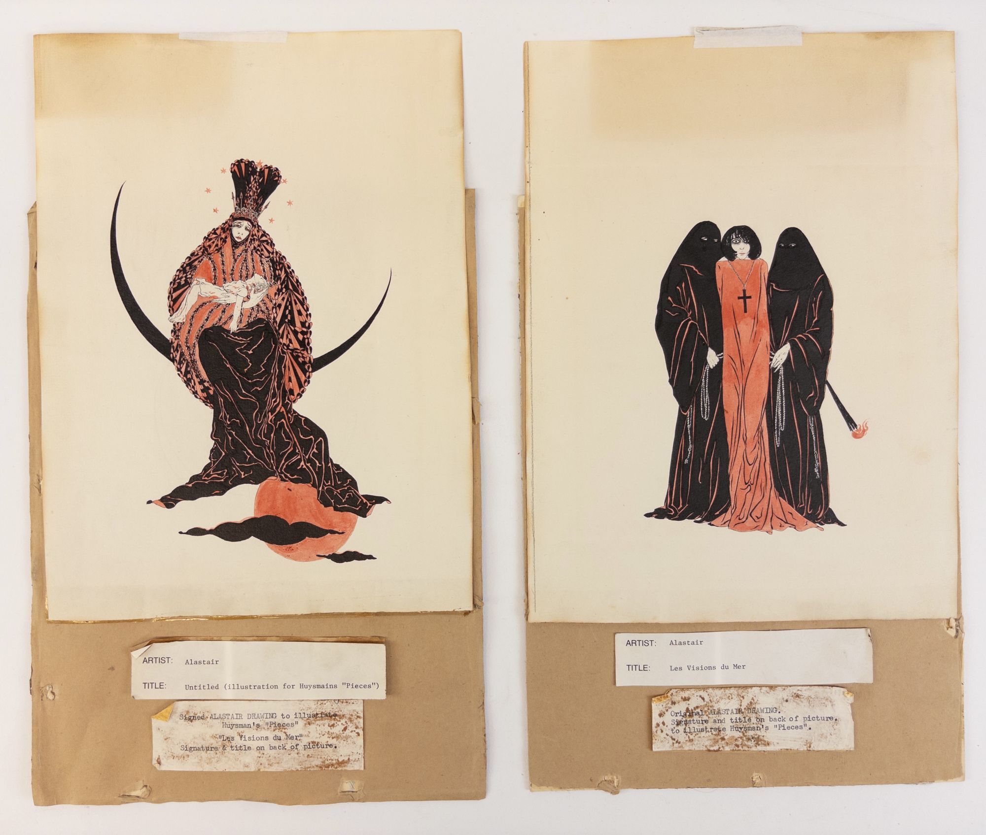 TWO ORIGINAL ILLUSTRATIONS Signed | Alastair, Joris-Karl Huysman