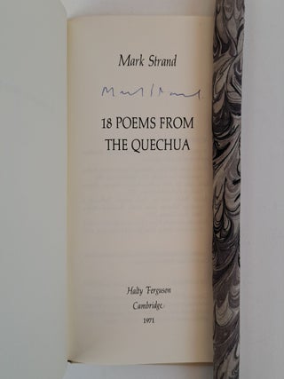 18 POEMS FROM THE QUECHUA [Signed]