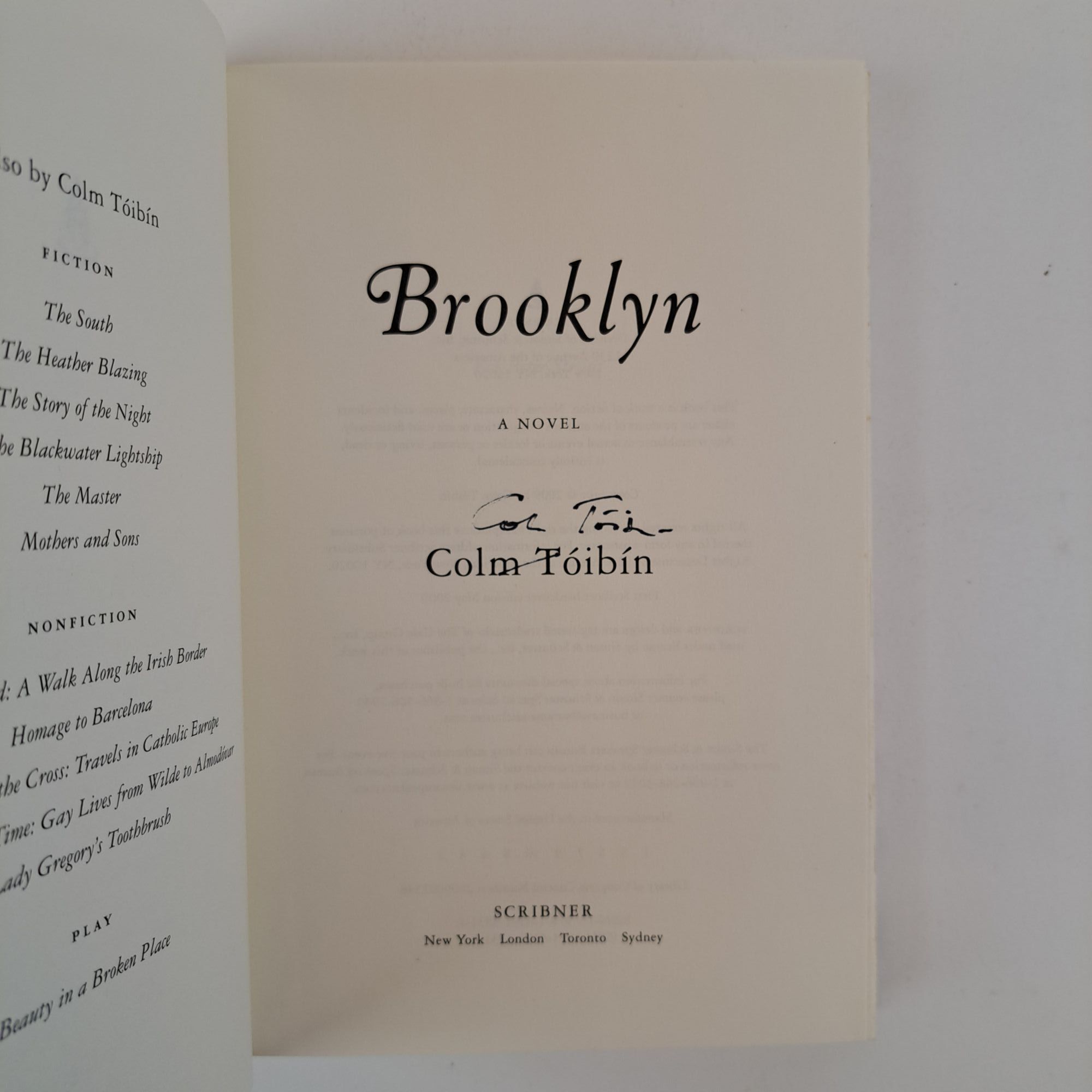 BROOKLYN Signed | Colm Tóibín | First American Edition, First Printing