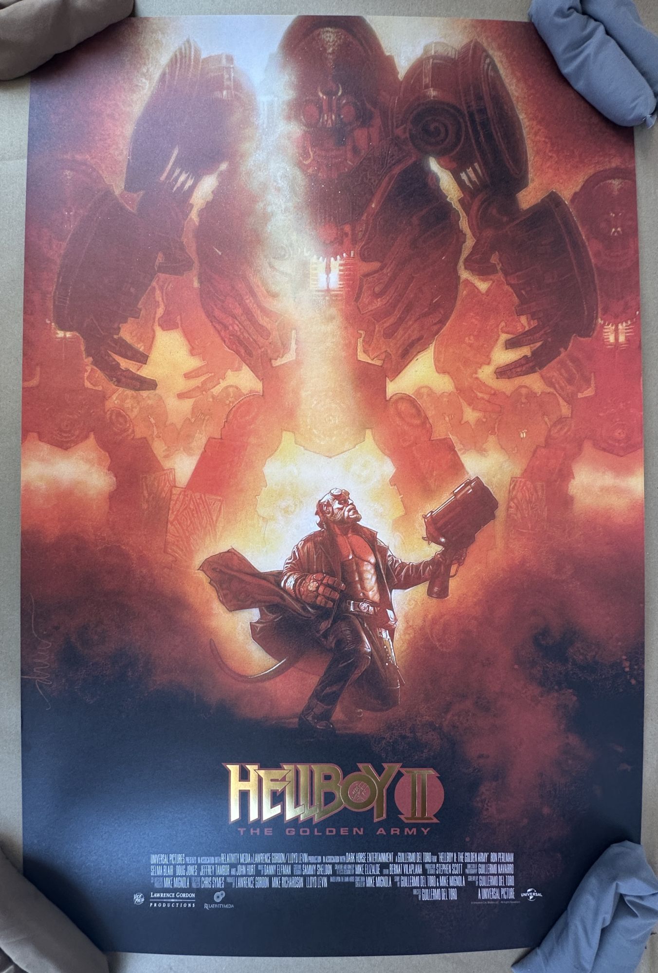 ORIGINAL HELLBOY II LITHOGRAPH MOVIE POSTER | Drew Struzan