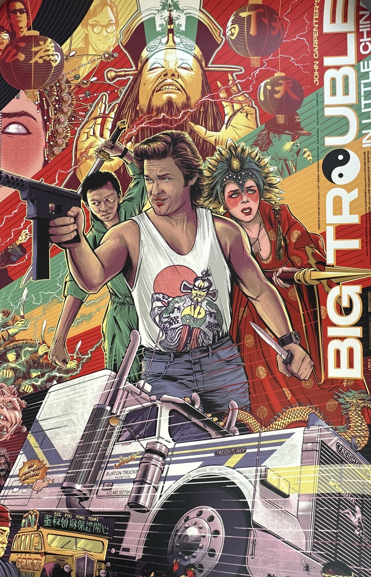 ORIGINAL BIG TROUBLE IN LITTLE CHINA SCREEN PRINT MOVIE POSTER