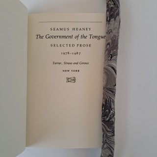 THE GOVERNMENT OF THE TONGUE: SELECTED PROSE 1978-1987