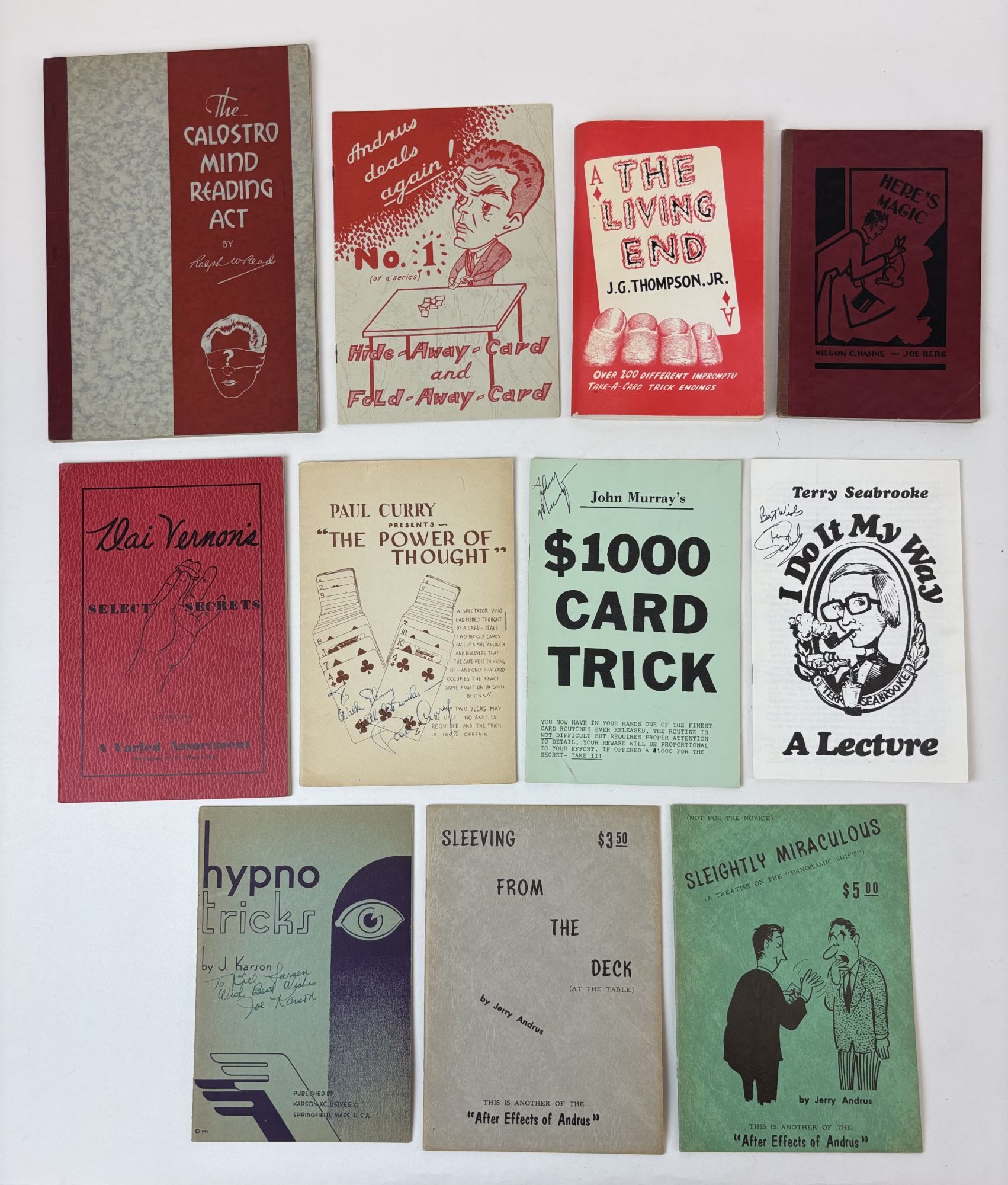 11 VINTAGE MAGIC BOOKLETS Signed and inscribed | Dai Vernon, Jim ...