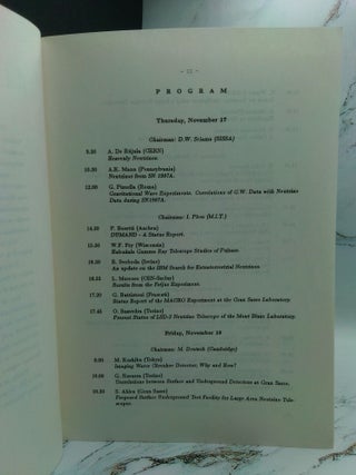 INTERNATIONAL WORKSHOP ON NEUTRINO TELESCOPES: VENEZIA, NOVEMBER 17-19, 1988, PALAZZO LOREDAN, CAMPO SANTO STEFANO