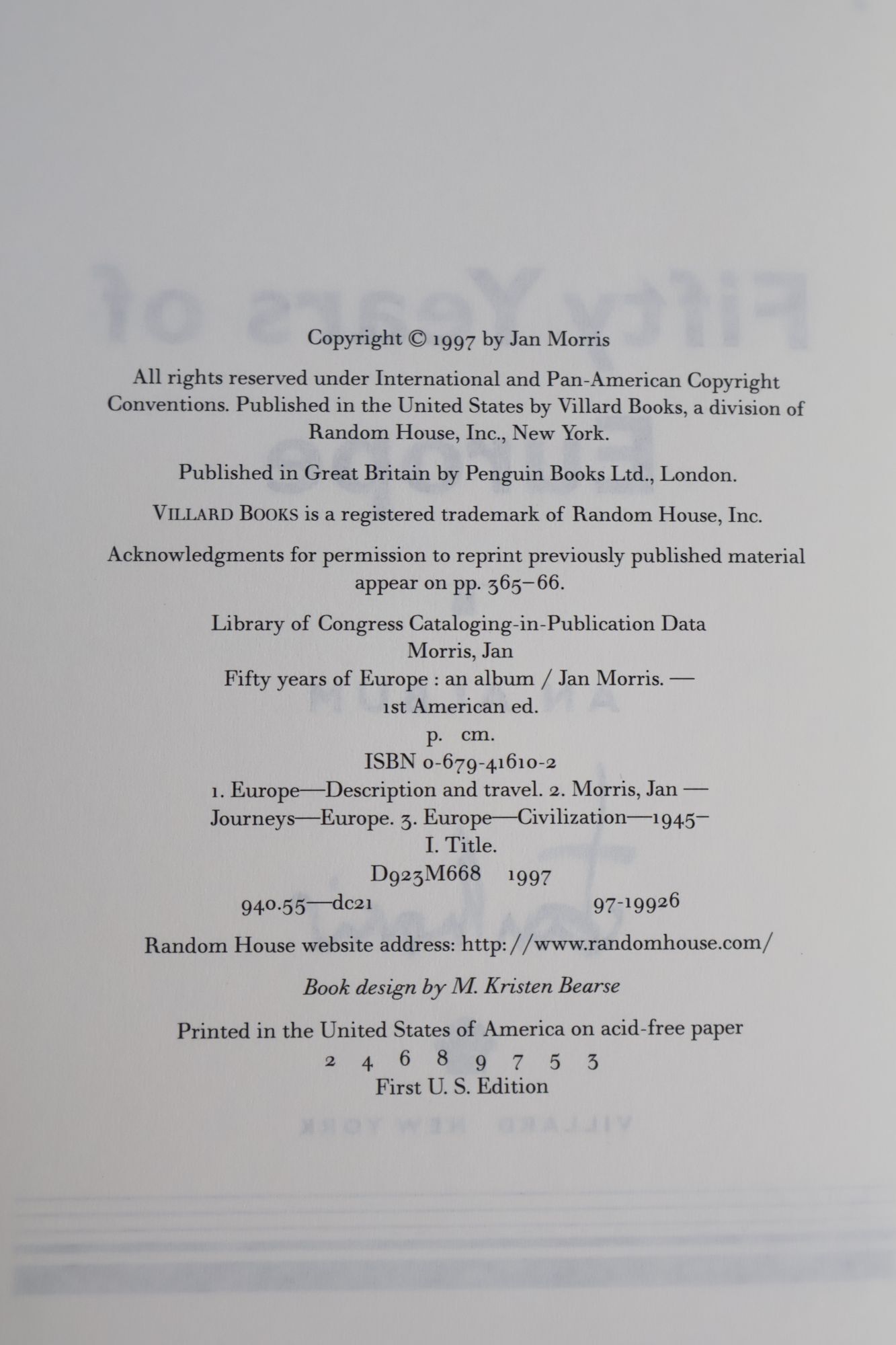 FIFTY YEARS OF EUROPE: AN ALBUM Signed | Jan Morris | First U.S.