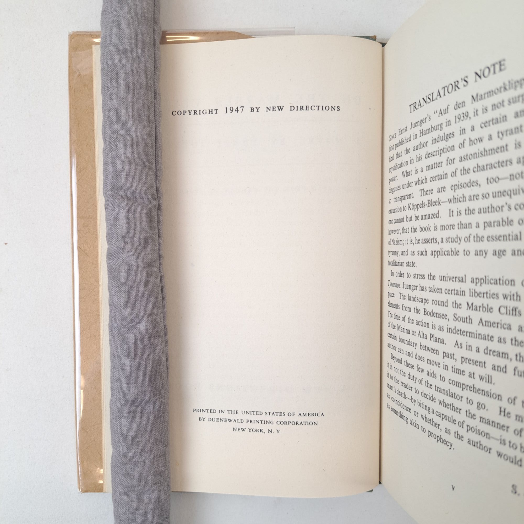 ON THE MARBLE CLIFFS | Ernst Juenger, Stuart Hood | First US Edition