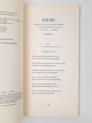 POETRY VOLUME 91, NUMBER 3 [Signed by John Ashbery]
