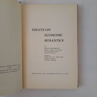 ESSAYS ON ECONOMIC SEMANTICS