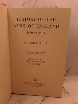 HISTORY OF THE BANK OF ENGLAND, 1640-1903