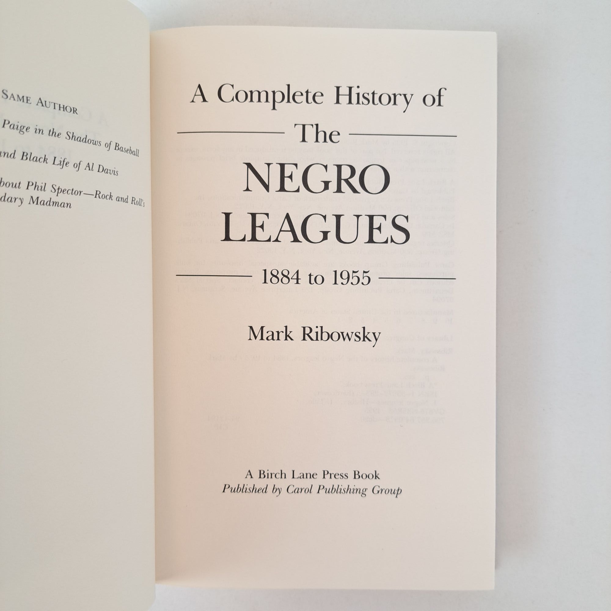 Mark Ribowsky A COMPLETE HISTORY OF THE NEGRO LEAGUES 1884 TO 1955 | Mark Ribowsky ...