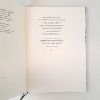 THE LETTERPRESS SHAKESPEARE; TWELFTH NIGHT OR WHAT YOU WILL