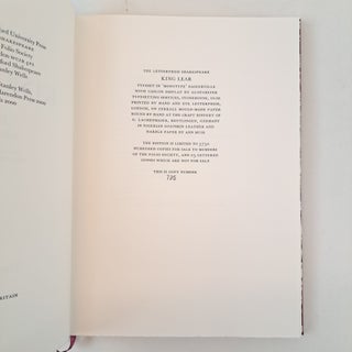 THE LETTERPRESS SHAKESPEARE; KING LEAR