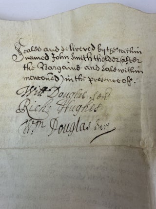 17th CENTURY ENGLISH INDENTURE ON PARCHMENT [Signed]