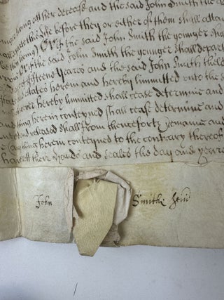 17th CENTURY ENGLISH INDENTURE ON PARCHMENT [Signed]