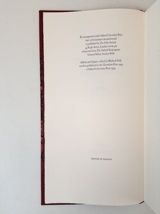 THE LETTERPRESS SHAKESPEARE; ANTHONY AND CLEOPATRA