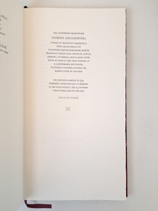 THE LETTERPRESS SHAKESPEARE; ANTHONY AND CLEOPATRA