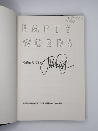 EMPTY WORDS: WRITINGS '73-'78 [Inscribed]