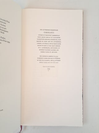 THE LETTERPRESS SHAKESPEARE; CORIOLANUS