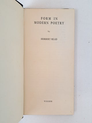 FORM IN MODERN POETRY [Inscribed]