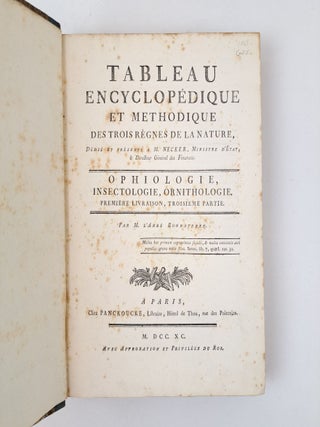 TABLEAU ENCYCLOP&Eacute;DIQUE ET METHODIQUE DES TROIS R&Eacute;GNES DE LA NATURE: OPHIOLOGIE, INSECTOLOGIE, ORNITHOLOGIE. PREMIERE LIVRAISON, TROISEME PARTIE