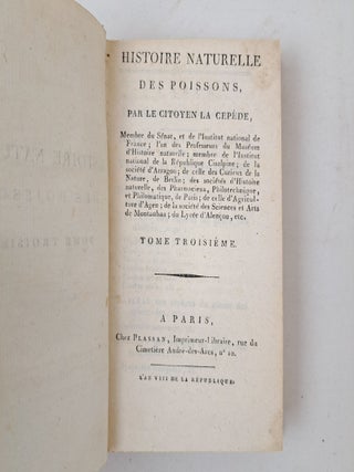 HISTOIRE NATURELLE DES POISSONS; TOME TROISI&Egrave;ME (Vol. III of XIV)