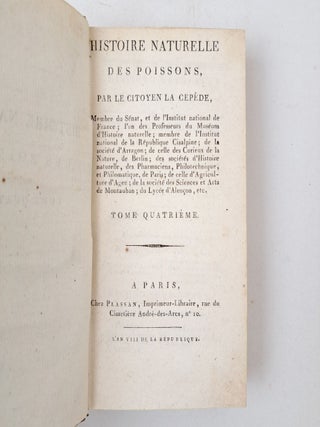 HISTOIRE NATURELLE DES POISSONS; TOME QUATRI&Egrave;ME (Vol. IV of XIV)