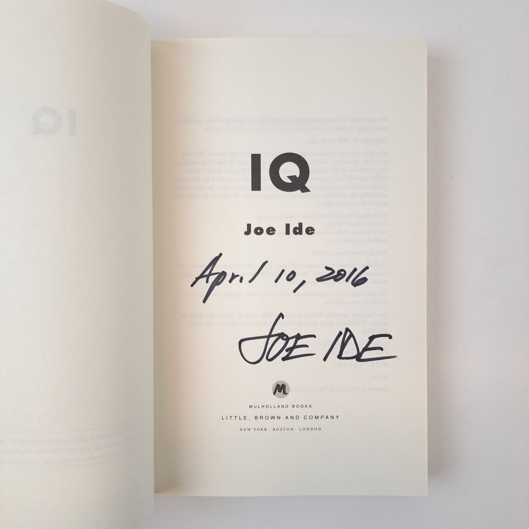 IQ Signed | Joe Ide | Uncorrected Proof