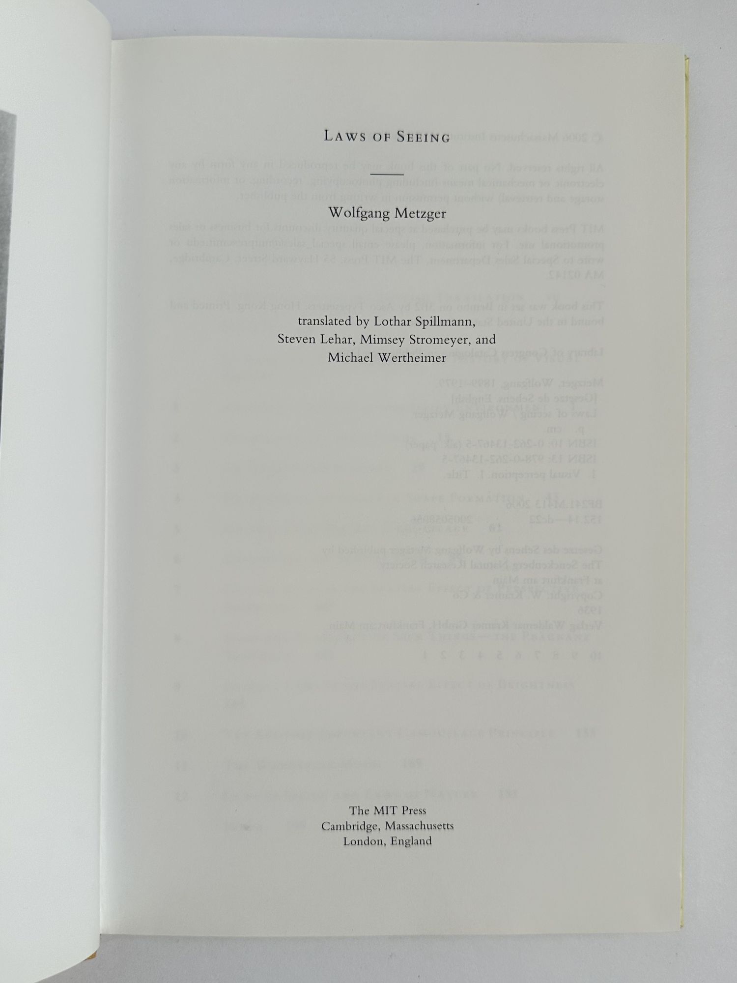 LAWS OF SEEING | Wolfgang Metzger | First Edition, First Printing