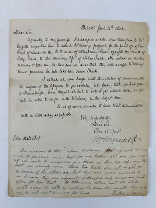 1402585 WILLIAM T. MEREDITH & WALTER LOWRIE | ALS WITH POSTSCRIPT, 1814 [Pennsylvania Land...