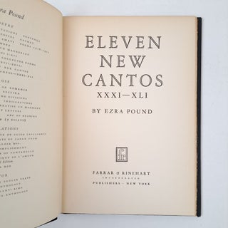ELEVEN NEW CANTOS; XXXI -- XLI
