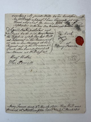 AUTOGRAPH LAST WILL & TESTAMENT OF MARY FARREN, 1810 [Signed]