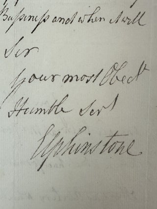 JOHN ELPHINSTONE, 11th LORD ELPHINSTONE | AUTOGRAPH LETTER SIGNED, BATH, 1791