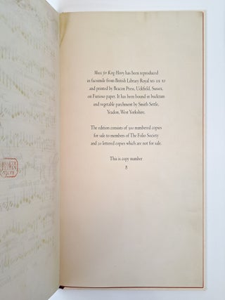 THE ROYAL CHOIRBOOK; MUSIC FOR KING HENRY [Facsimile Volume, Lacking Commentary Volume]
