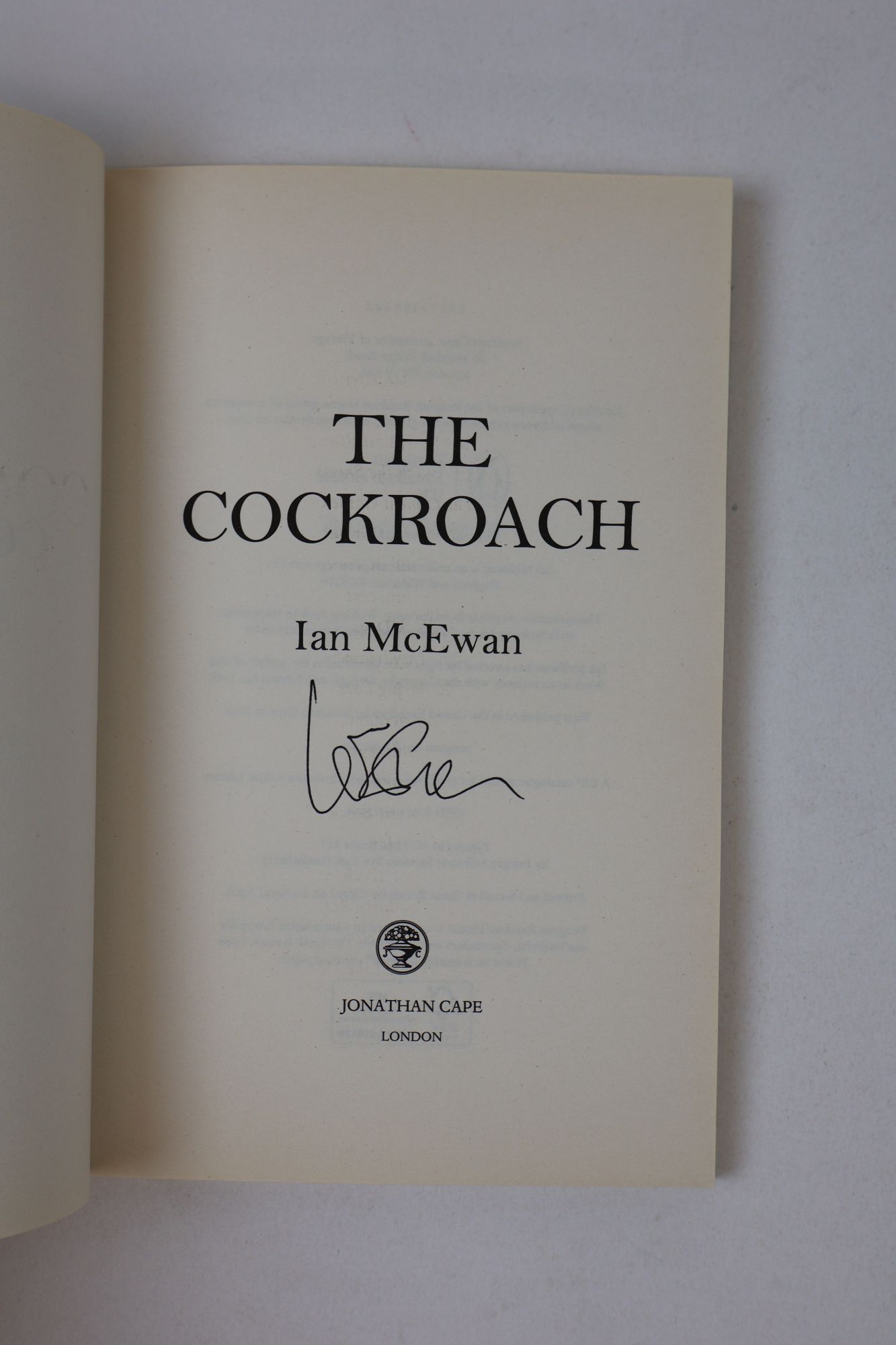 THE COCKROACH Signed | Ian McEwan | First Paperback Edition, First Printing