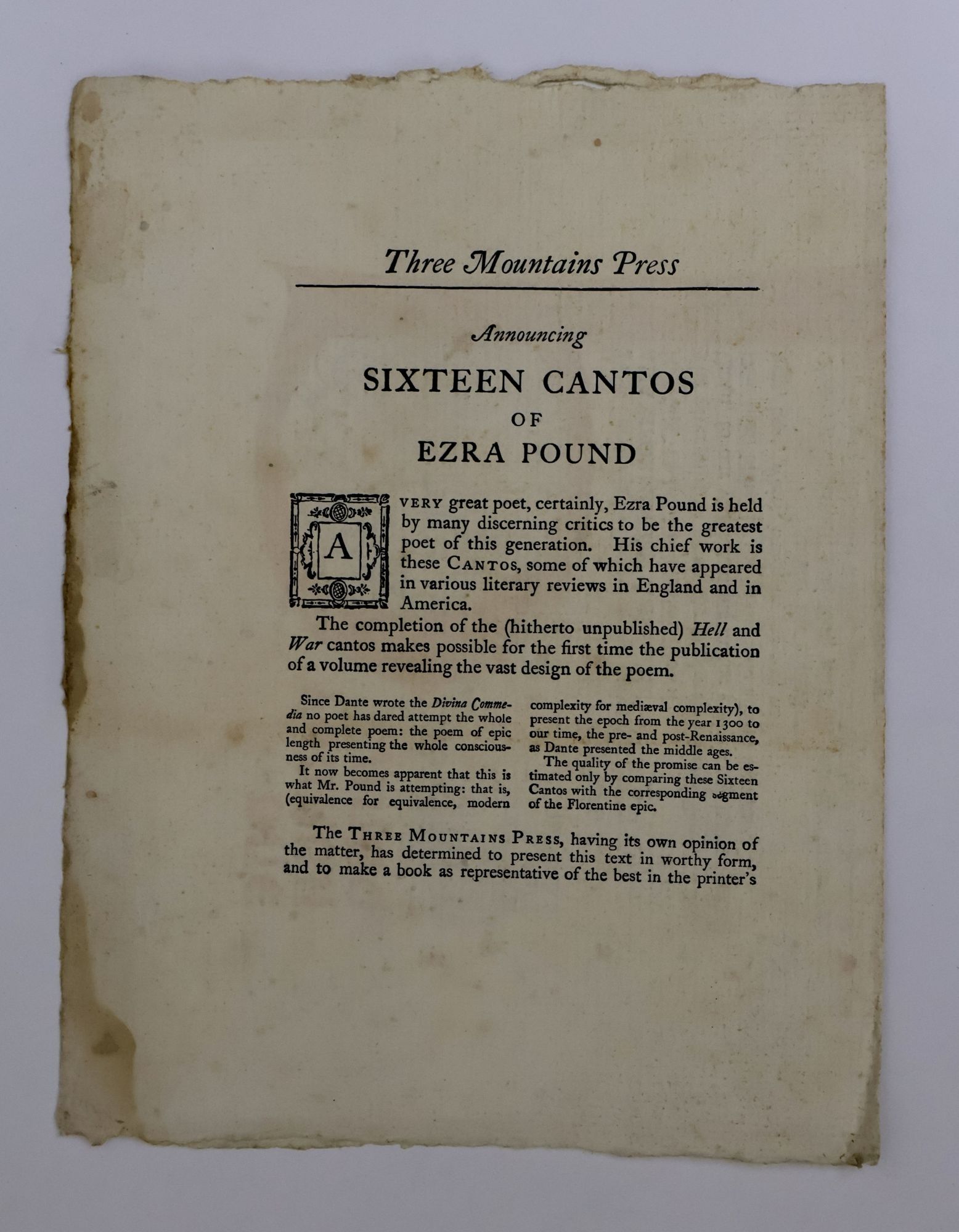 ANNOUNCING SIXTEEN CANTOS OF EZRA POUND | Ezra Pound, Bill Bird