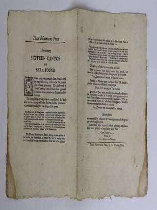 ANNOUNCING SIXTEEN CANTOS OF EZRA POUND
