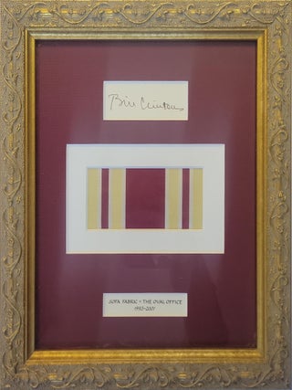 1404501 SOFA FABRIC OF THE OVAL OFFICE WITH BILL CLINTON AUTOGRAPH [Signed]. Bill Clinton