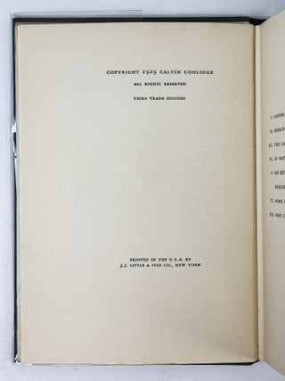 THE AUTOBIOGRAPHY OF CALVIN COOLIDGE [Signed]