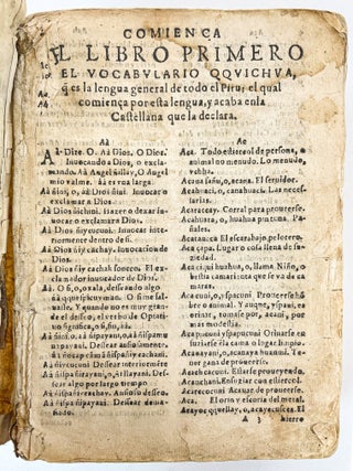 1405669 VOCABULARIO DELA LENGUA GENERAL DE TODO EL PERU LLAMADA LENGUA QQUICHUA, O DEL INCA....