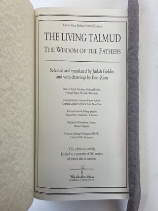 THE LIVING TALMUD; THE WISDOM OF THE FATHERS AND ITS CLASSICAL COMMENTARIES