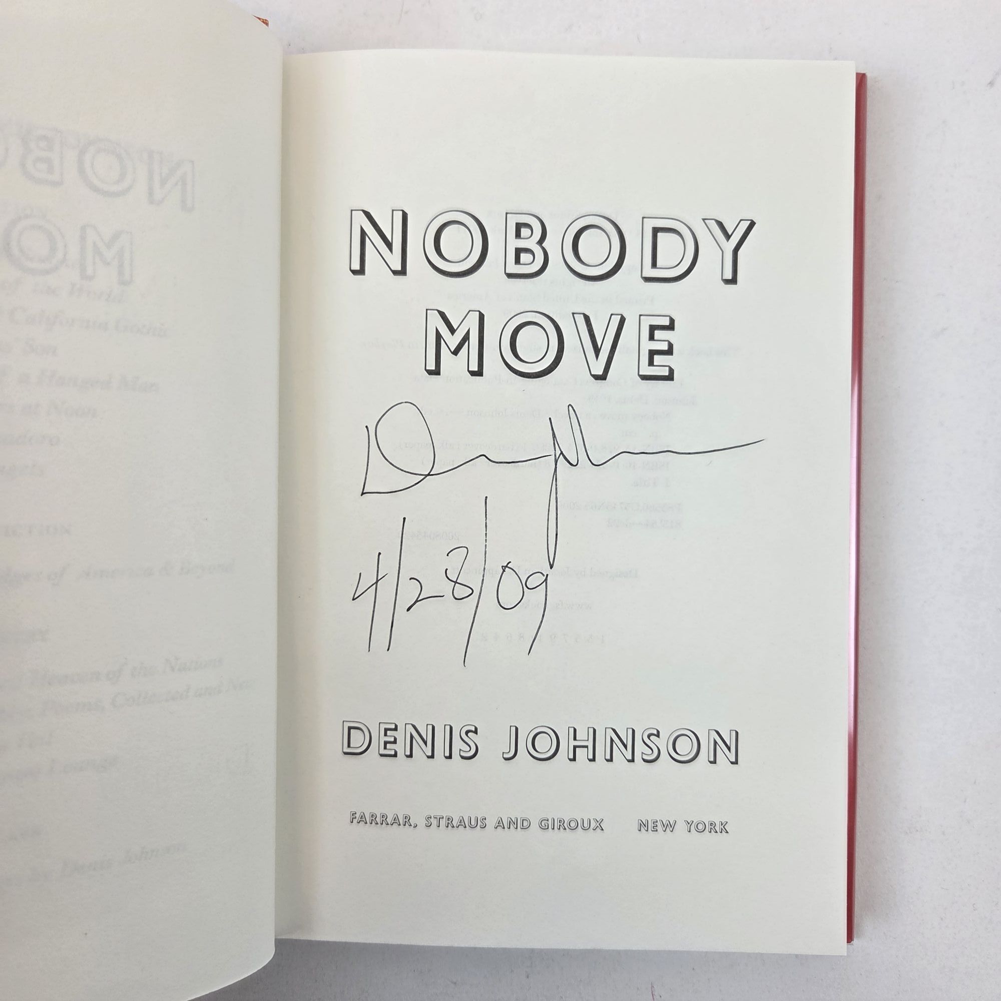NOBODY MOVE Signed | Denis Johnson | First Edition, First Printing